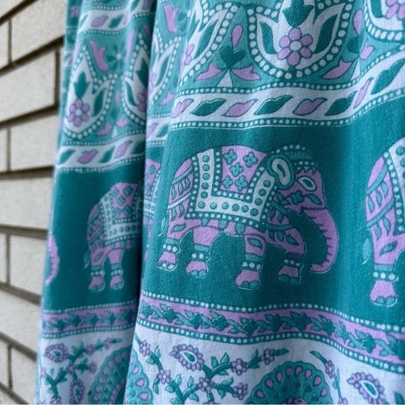 Vintage Funky People Elephant Peacock Wrap Skirt Boho Hippie Cotton Free Size - Picture 4 of 10